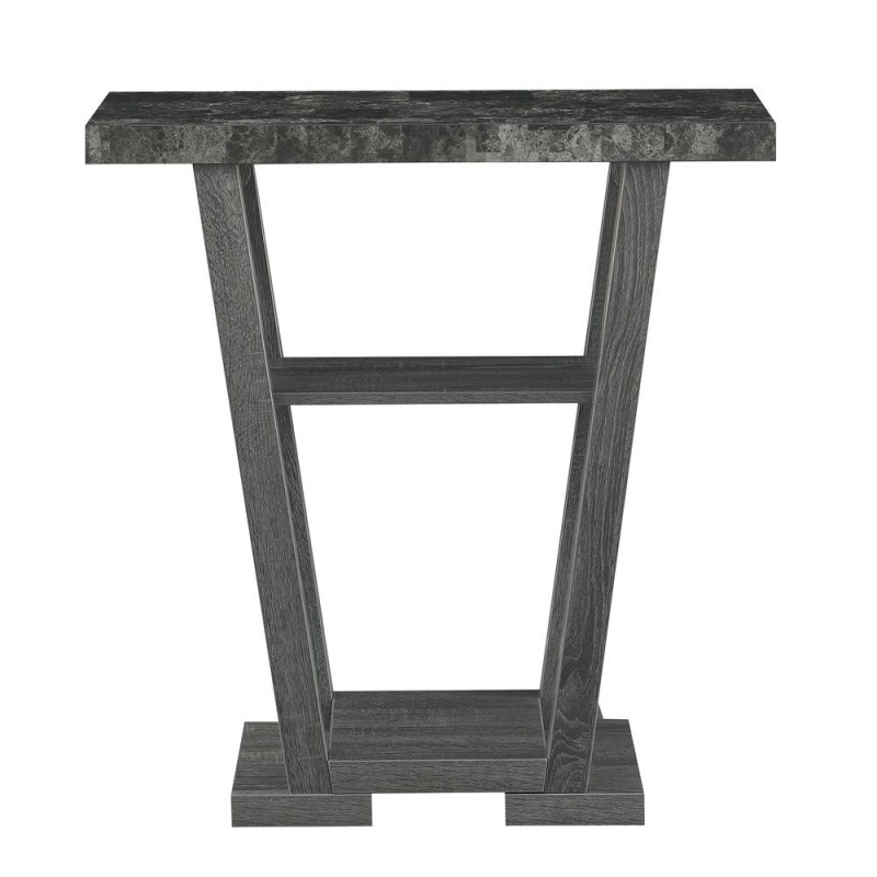 Newport V Console, Faux Black Marble/Weathered Gy