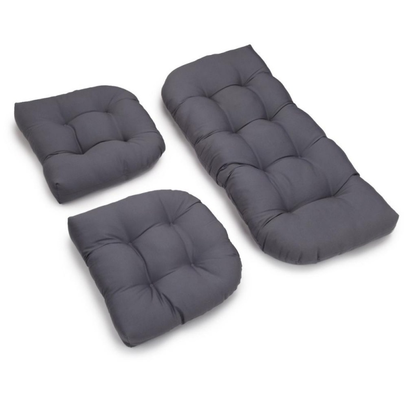 U-Shaped Twill Tufted Settee Cushion Set (Set Of 3)