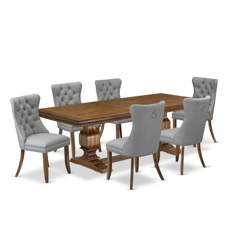 7 Pieces Dining Set with Rectangle Table and 6 Chairs