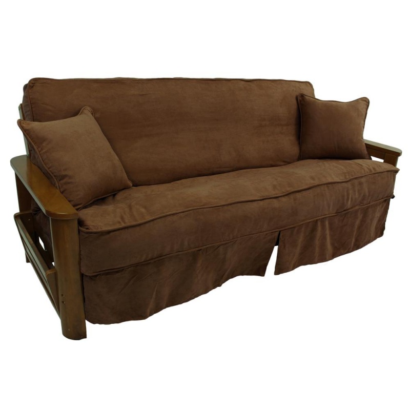 Solid Microsuede Double Corded Full Futon Slipcover Set