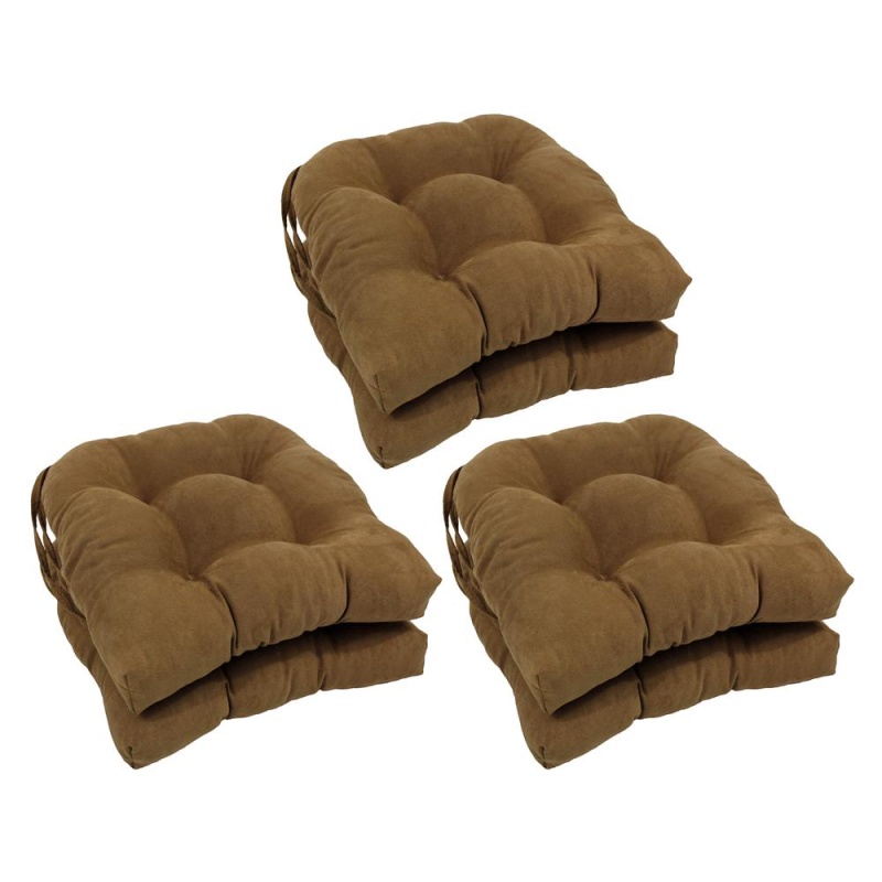 16-Inch Solid Microsuede U-Shaped Tufted Chair Cushions (Set Of 6) 916X16us-T-6Ch-Ms-Sb