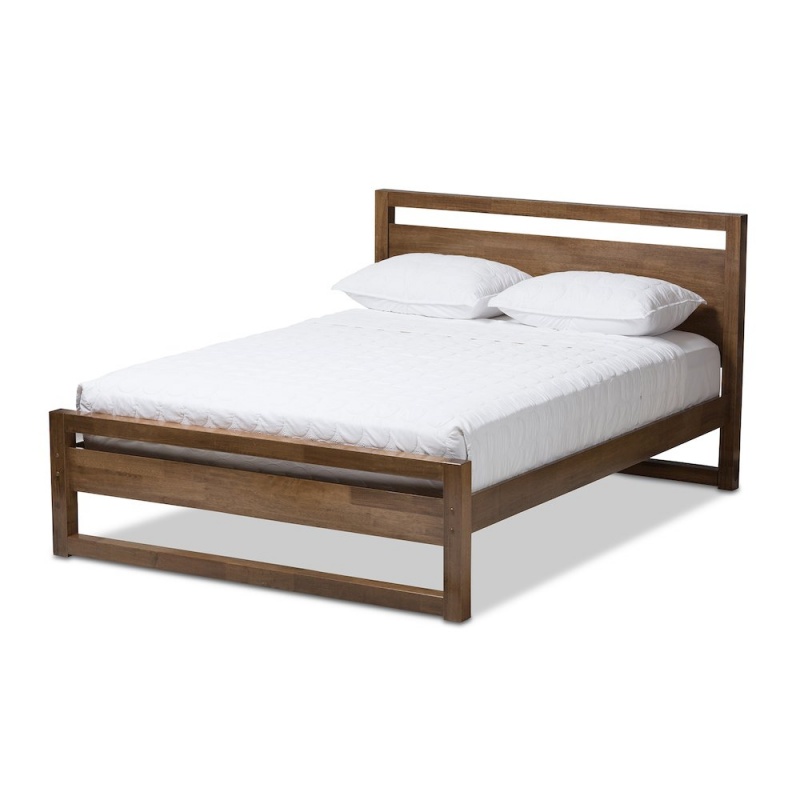 Torino Solid Walnut Wood Open Frame King Size Platform Bed