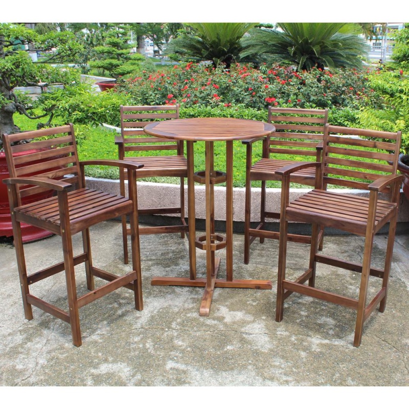 Highland Bar Height Set Of Five Dining Set, Stain