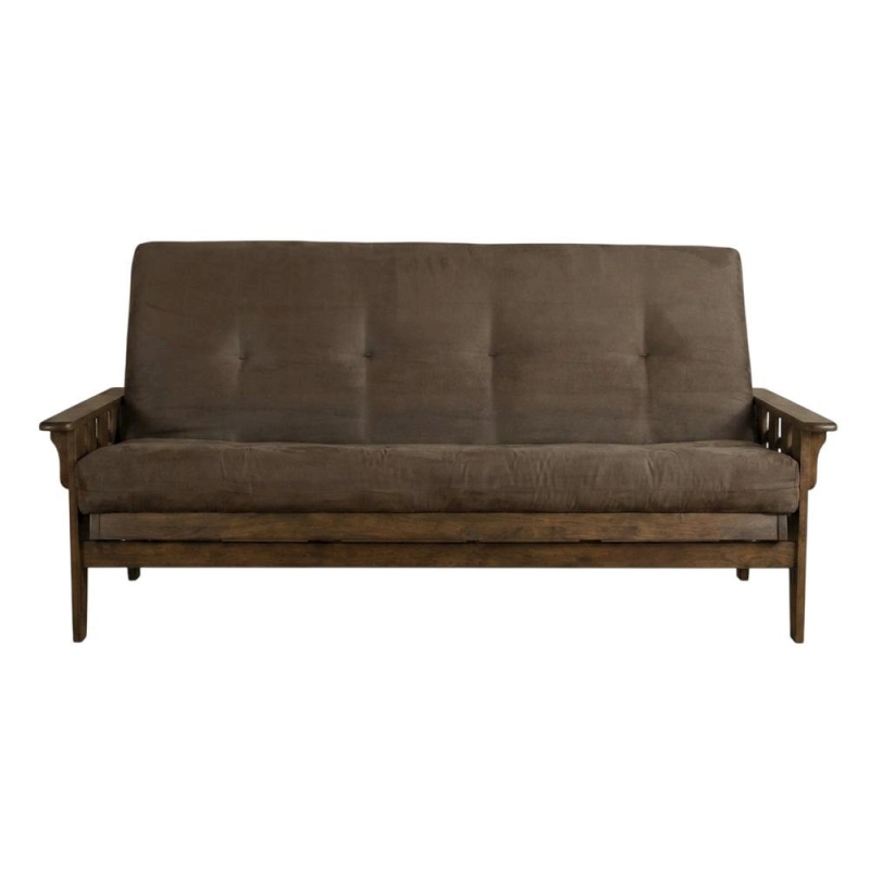 Tucson Frame-Rustic Walnut Finish-Suede Gray Mattress