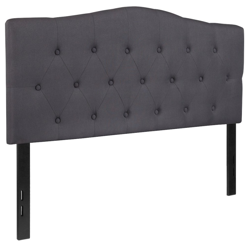 Tufted Upholstered Full Size Headboard In Dark Gray Fabric
