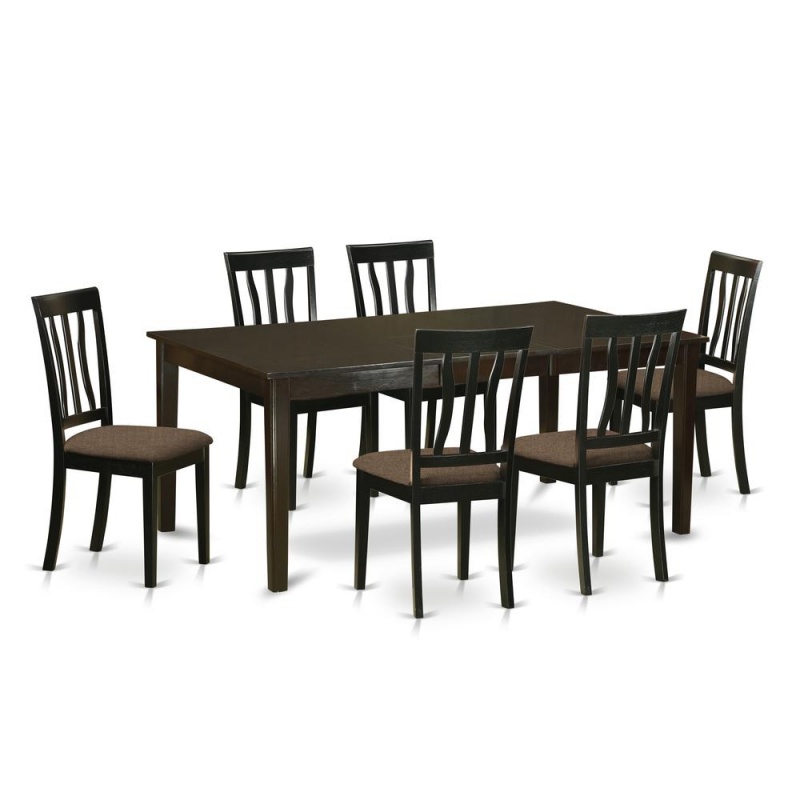 7 Pc Dining Set-Dining Table With Leaf And 6 Kitchen Chairs