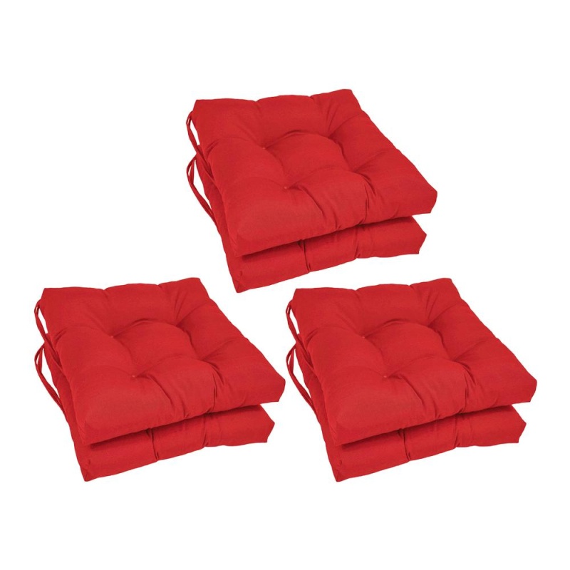 16-Inch Solid Twill Square Tufted Chair Cushions (Set Of 6) 916X16sq-T-6Ch-Tw-Rd