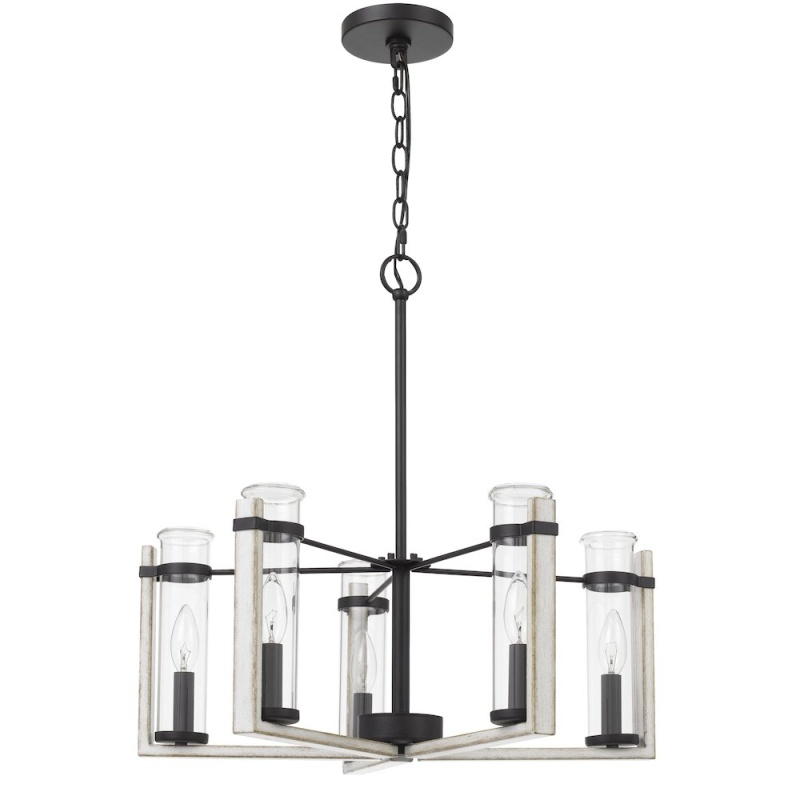 60Wx 5 Olivette Metal Chandelier With Glass Shade