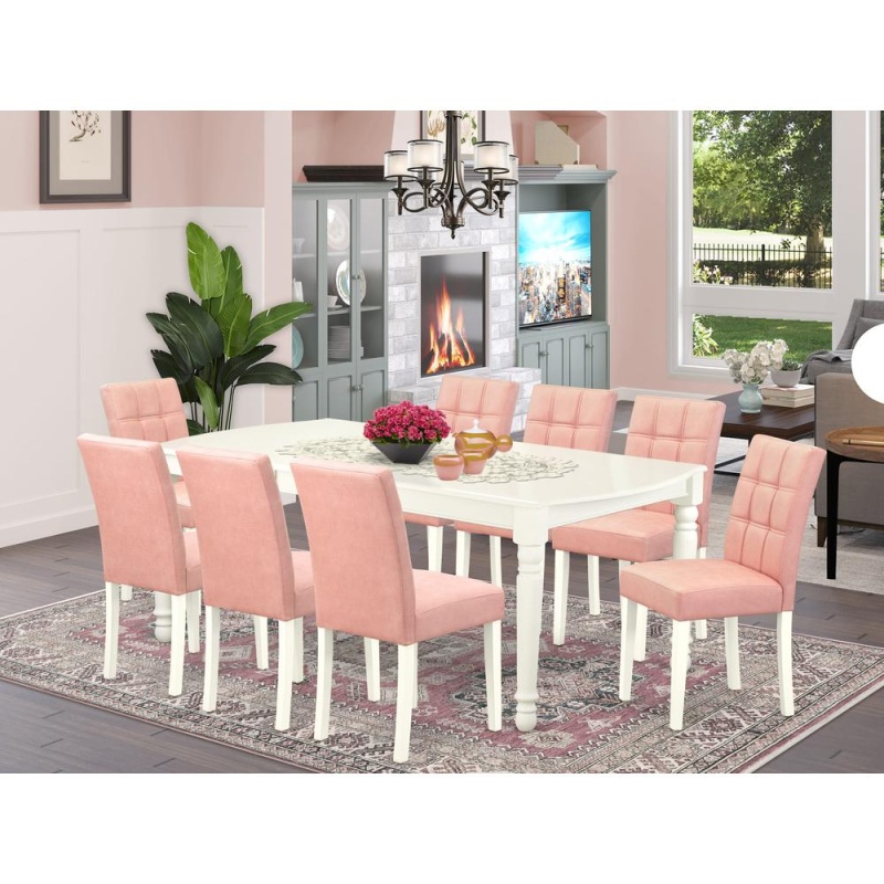 9 Piece Modern Dining Table Set Contain A Wooden Table