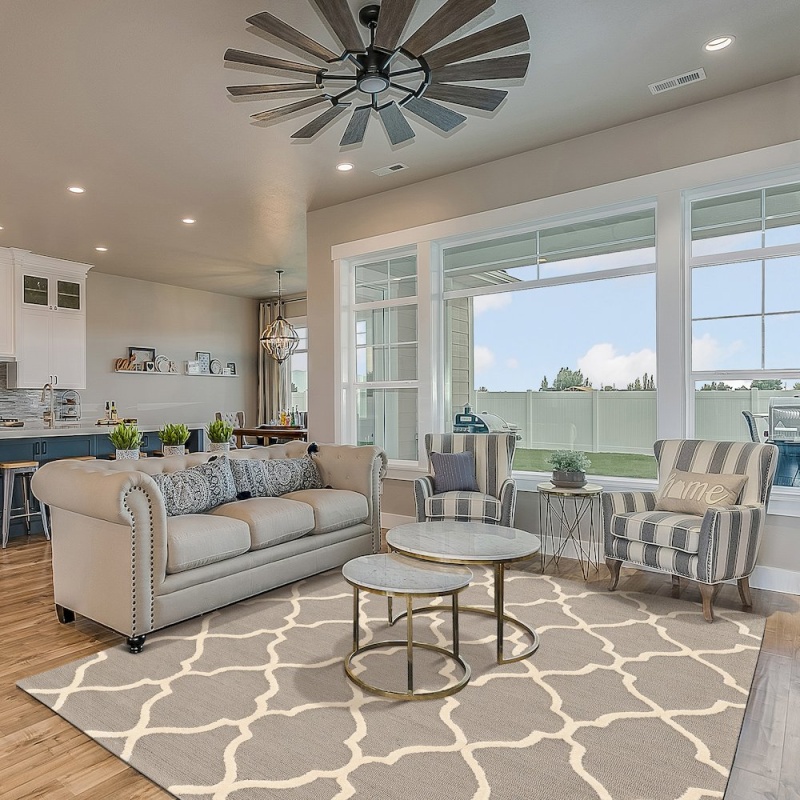 Trio Geo Grey & Ivory 8X10 Rug