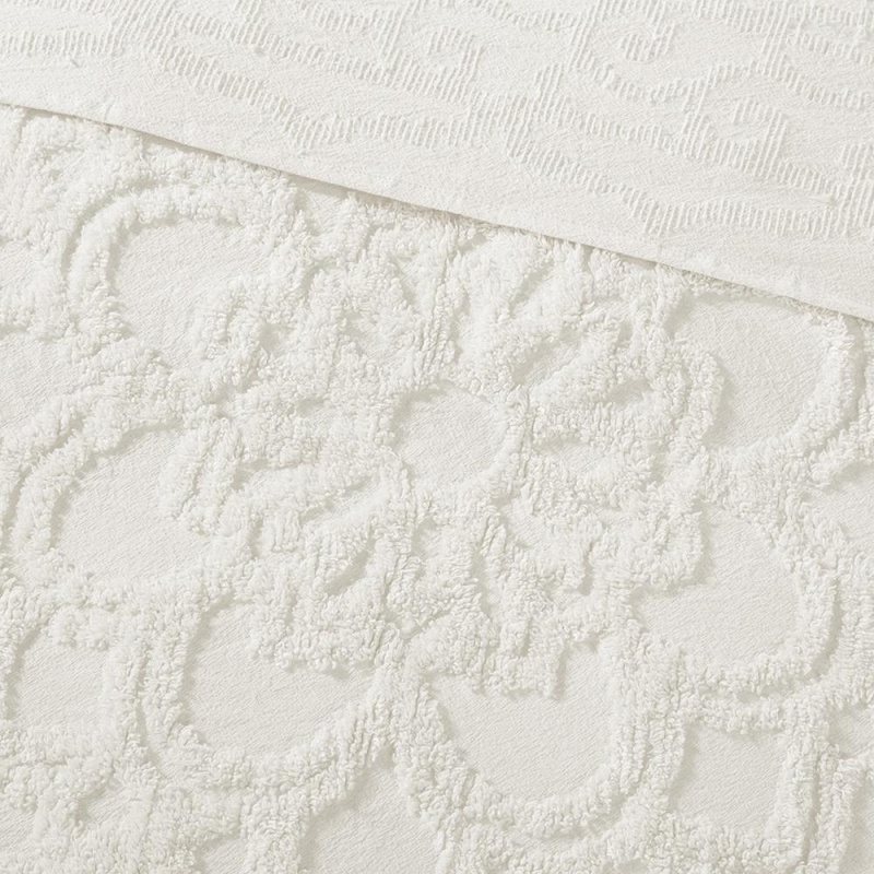 Tufted Cotton Chenille Medallion Fringe Coverlet Mini Set