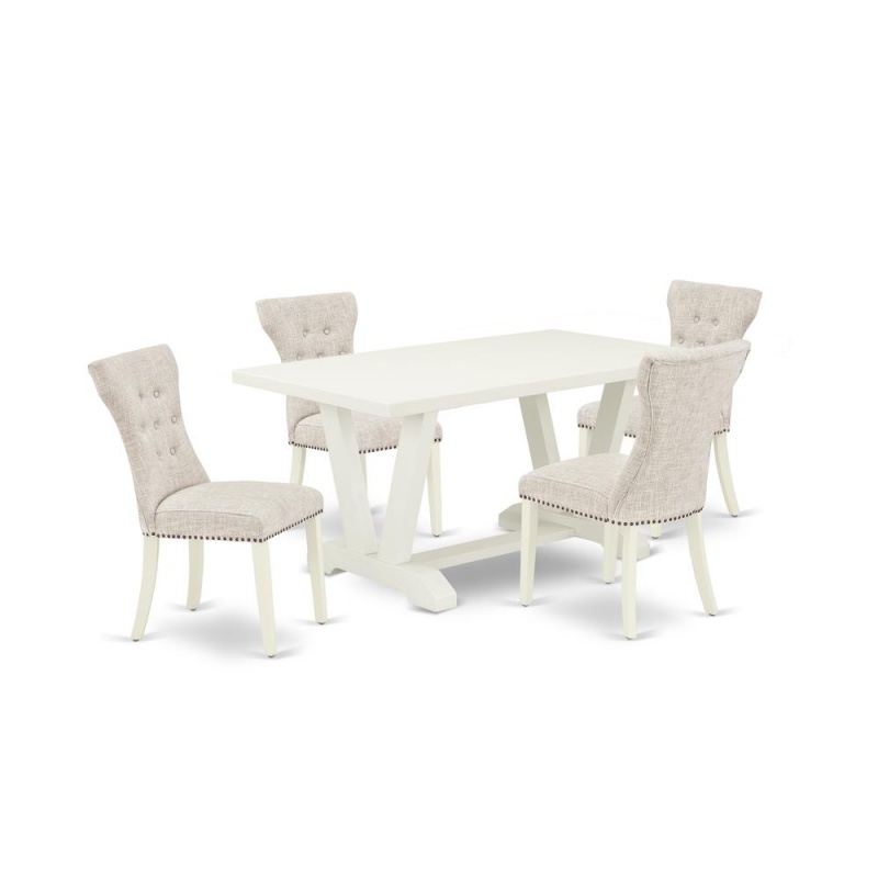 5-Pc Dining Set with 4 Parson Chairs