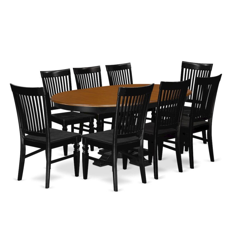 9-Piece Dining Table Set, Black & Cherry