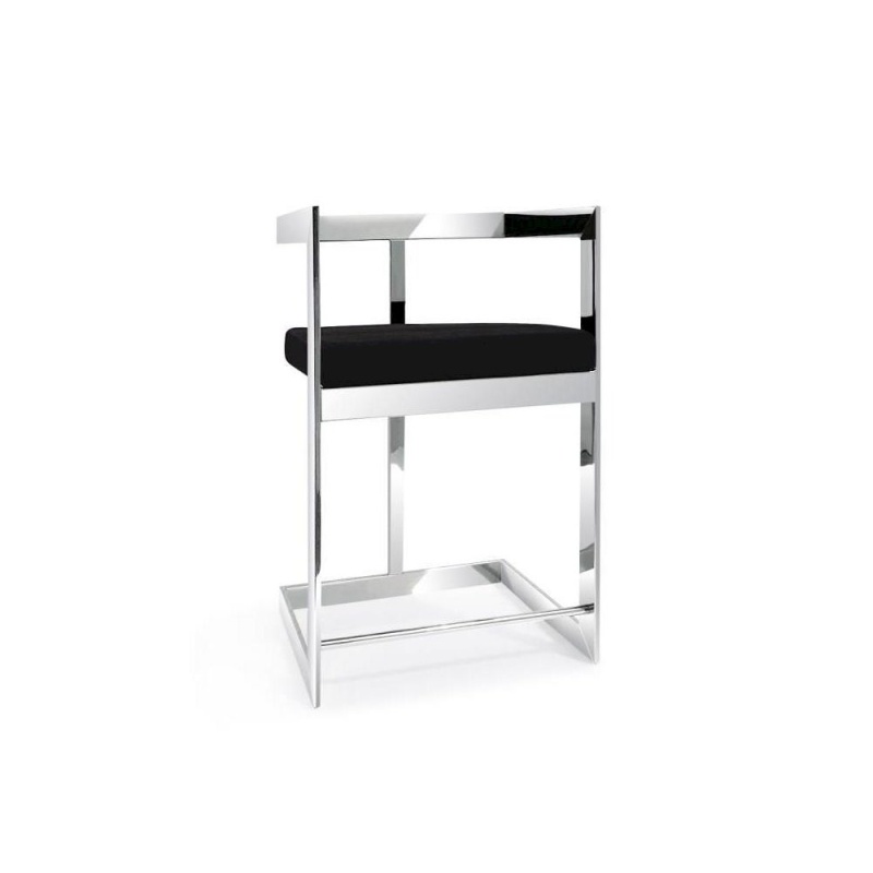 Counter Chair, 26", Black, Stainless Steel Base