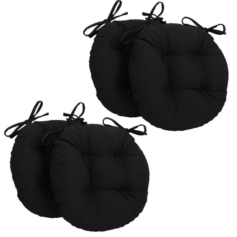 16-Inch Solid Twill Round Tufted Chair Cushions (Set Of 4)