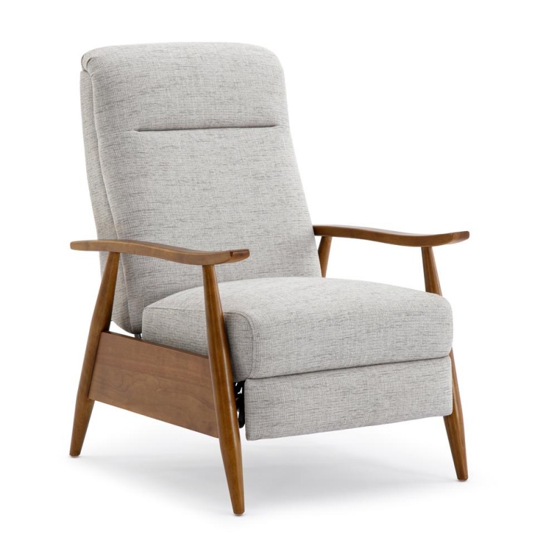 Terni Wood Arm Push Back Recliner In Performance Fabric - Sea Oat