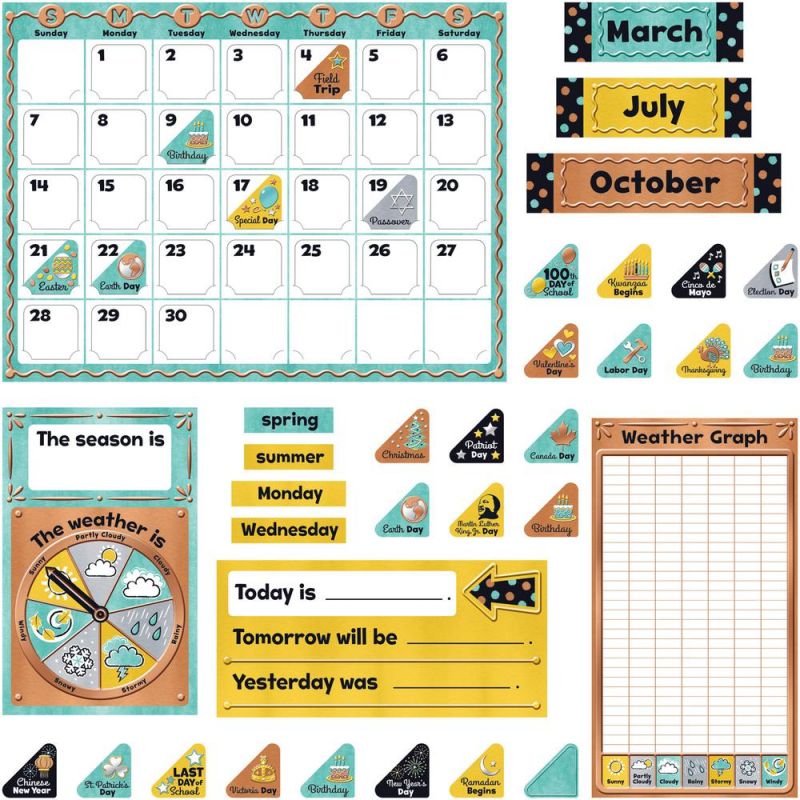 Trend I Love Metal Collection Bulletin Board Set - Skill Learning: Calendar - 1 / Pack