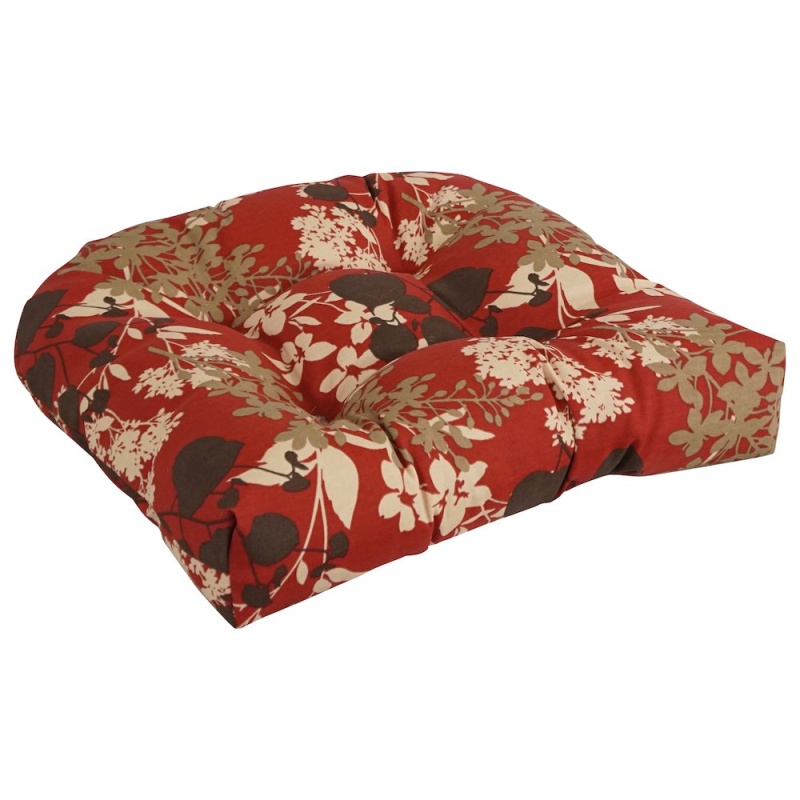 19-Inch U-Shaped Patterned Spun Polyester Tufted Dining Chair Cushion