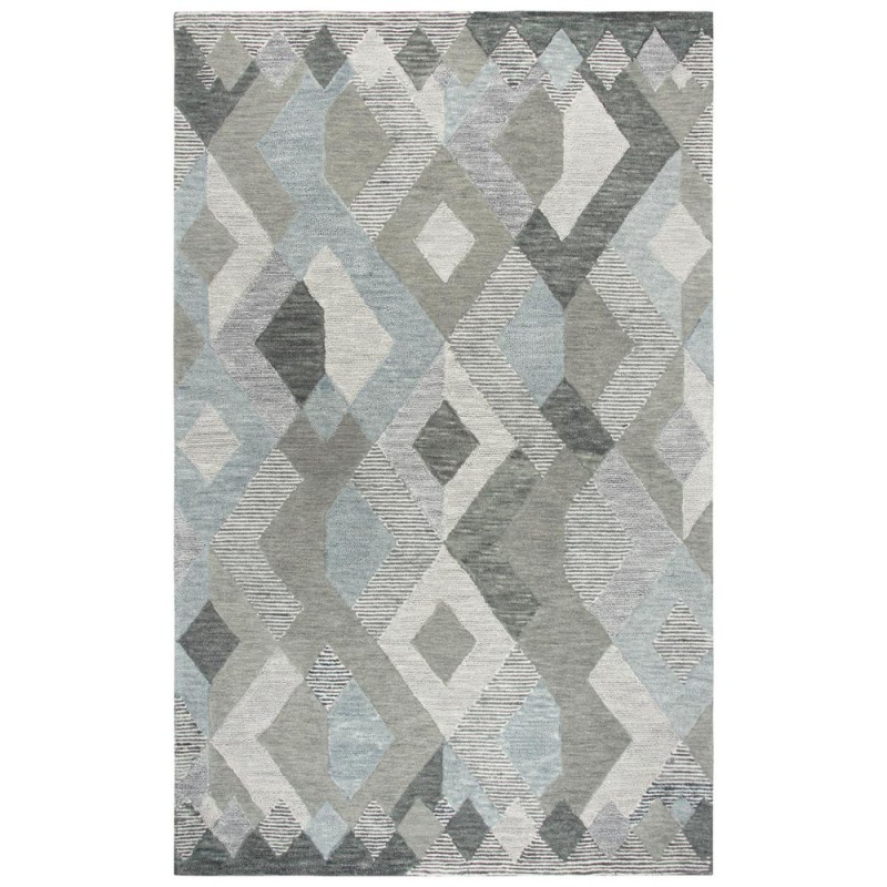 Hand Tufted Cut & Loop Pile Wool Rug, 5' X 8'