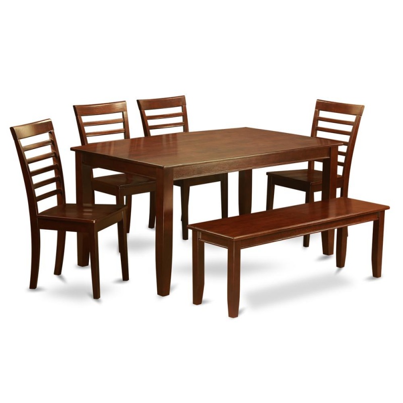 6 Pc Dining Room Set With BenchTable And 4 Dining Chairs And Bench