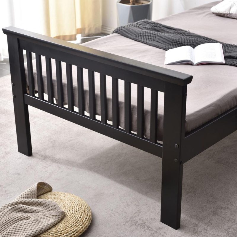 Better Home Products Jassmine Solid Wood Platform Pine Twin Bed In Black