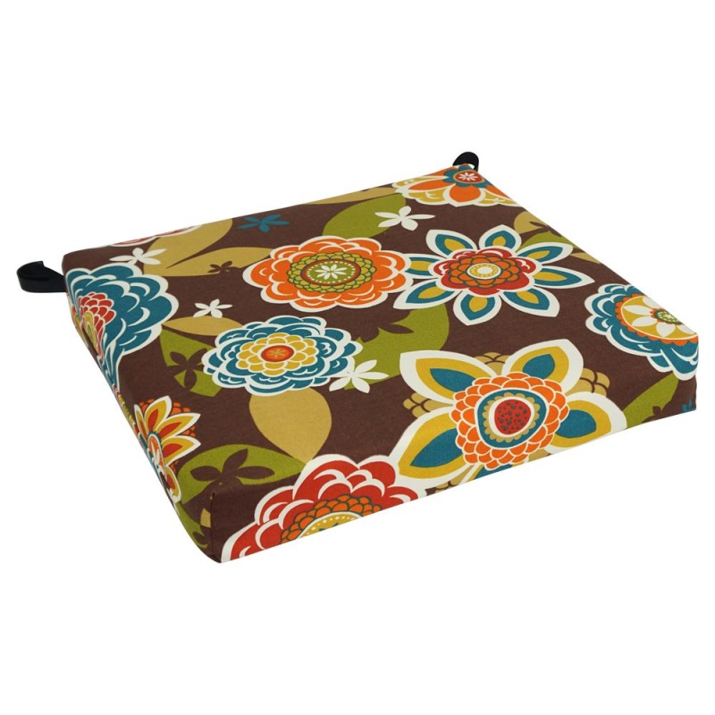 20-Inch By 19-Inch Patterned Outdoor Spun Polyester Chair Cushion