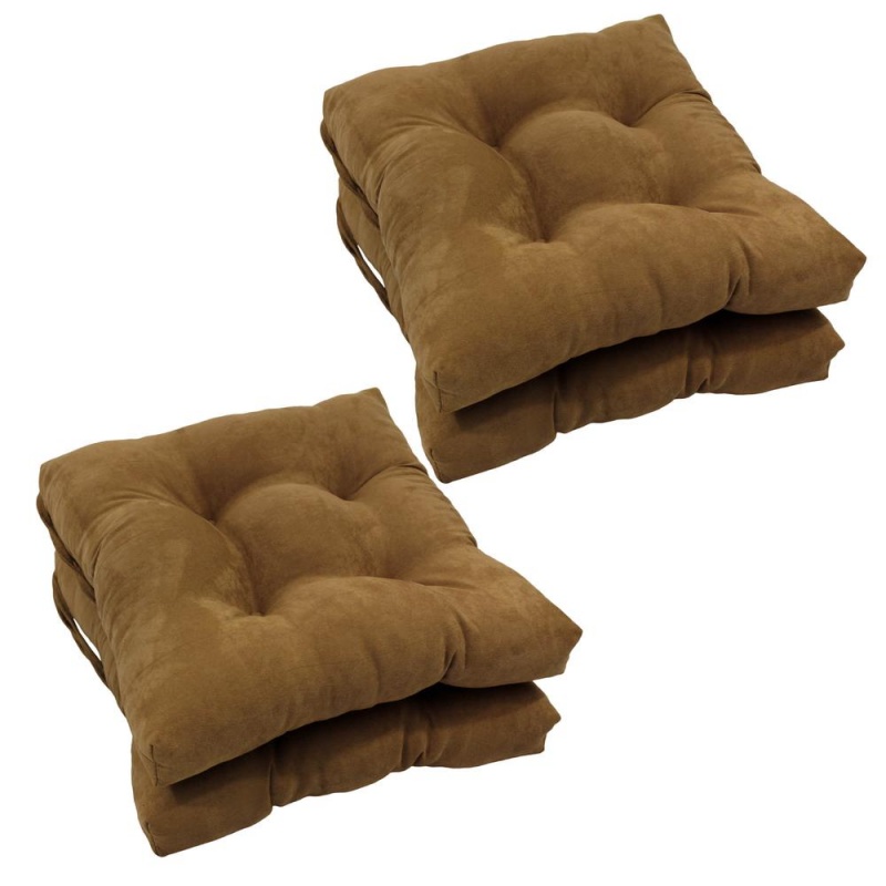 16-Inch Solid Micro Suede Square Tufted Chair Cushions (Set of 4)