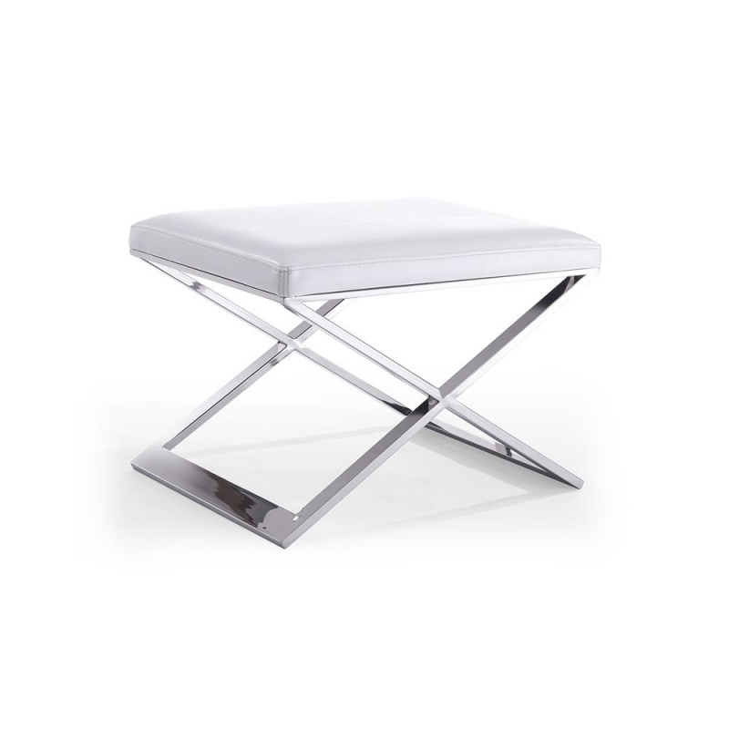Zino Ottoman White Ht-J4101 Faux Leather Stainless Steel Base