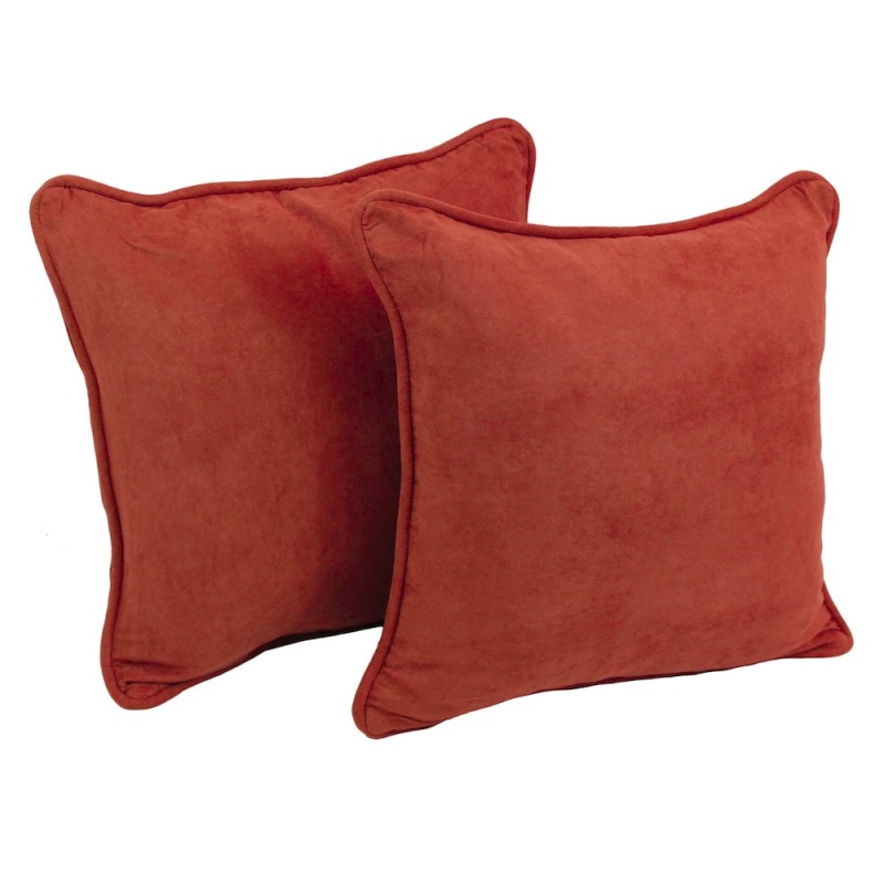 18-Inch Double-Corded Solid Microsuede Square Throw Pillows (Set of 2)