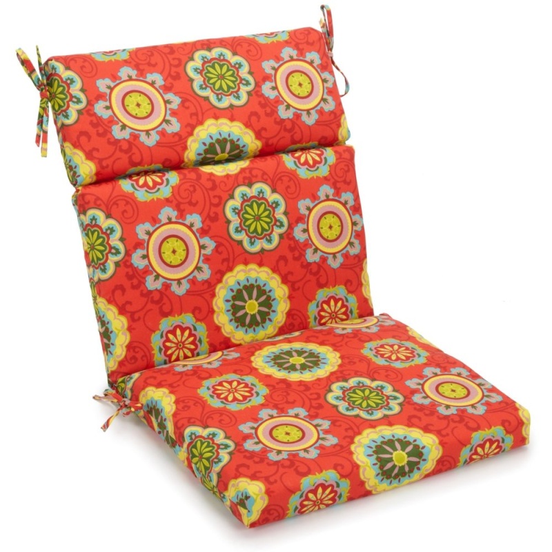 20-Inch By 42-Inch Polyester Patterned Outdoor Seat/ Back Chair Cushion