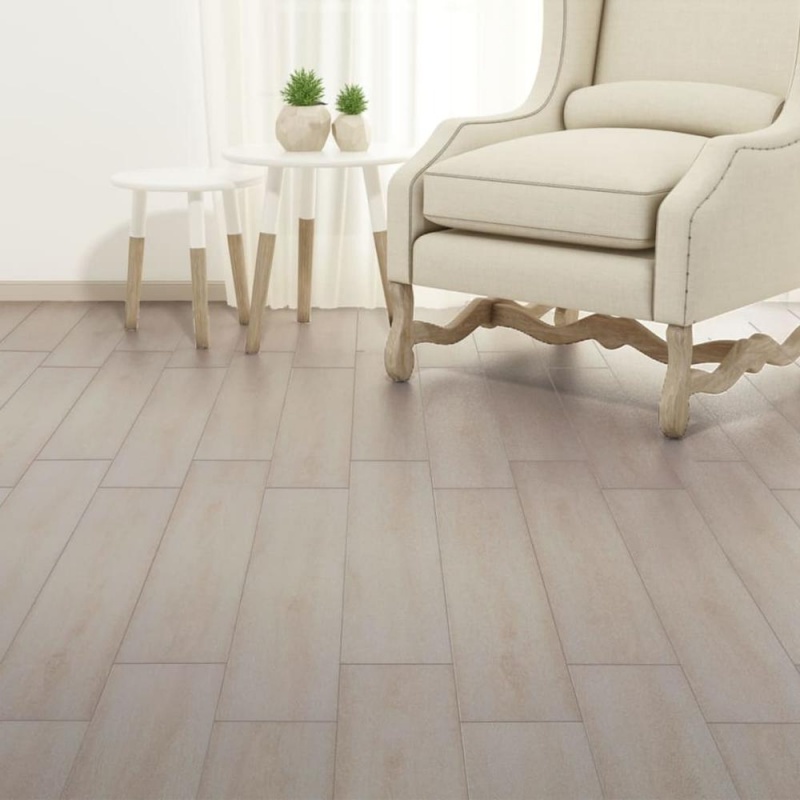 Vidaxl Self-Adhesive Pvc Flooring Planks 54 Ftâ² 0.08" Oak Classic White