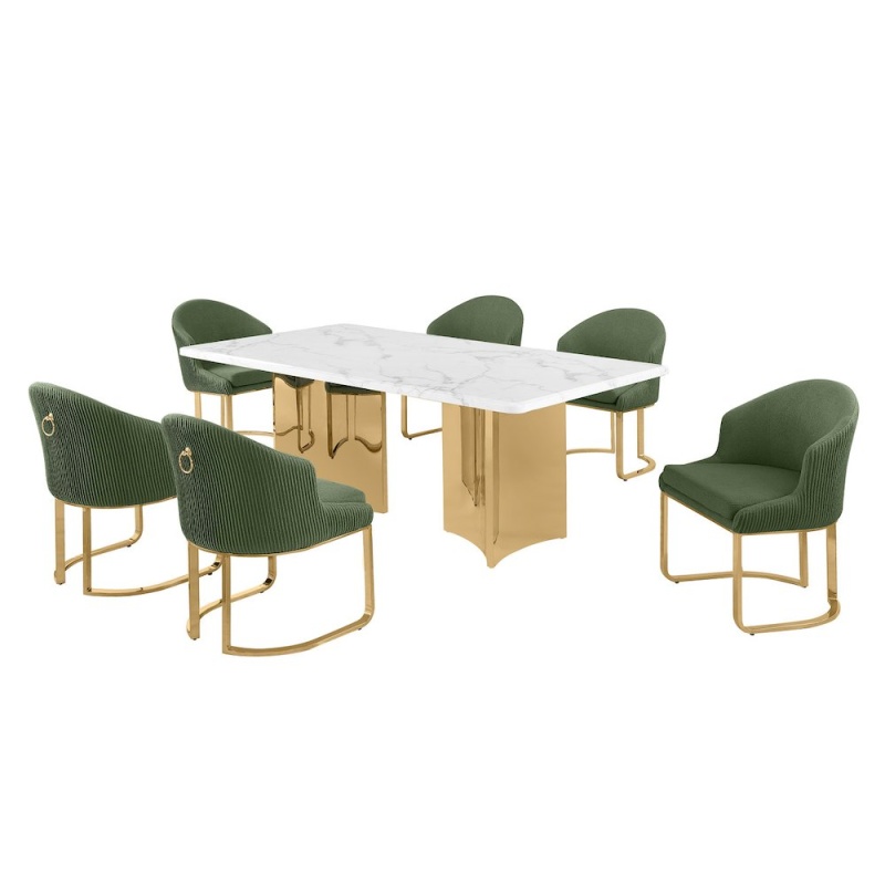 7Pc Rectangular Dining Table Set with Chairs