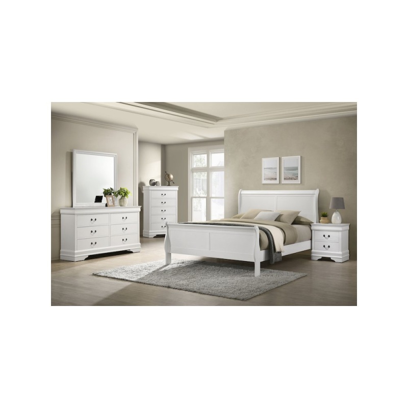 Louis Philippe 5-Piece Queen Bedroom Set White