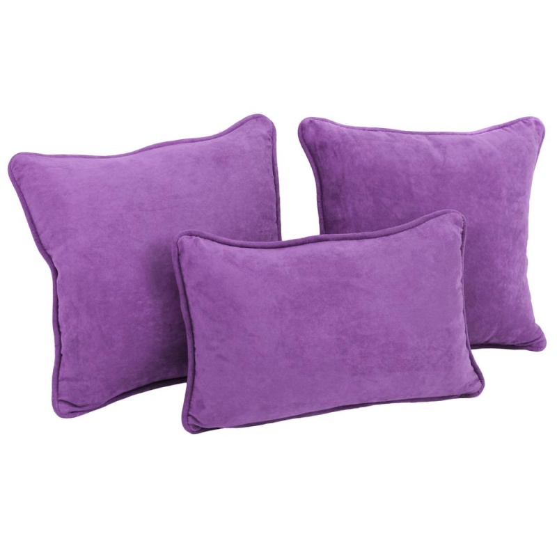 Double-Corded Solid Microsuede Throw Pillows With Inserts (Set of 3)