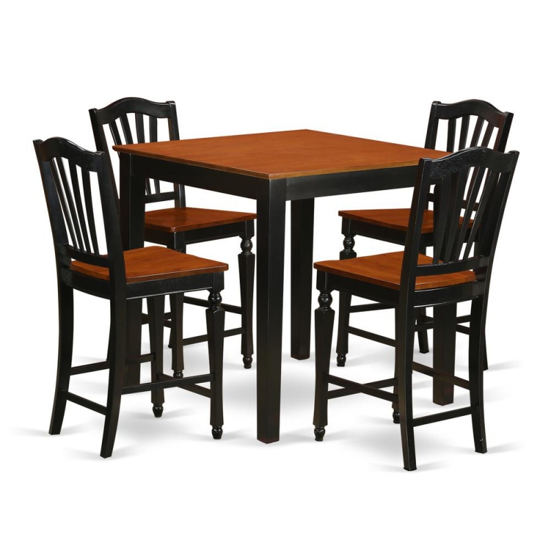 5 Pc Counter Height Pub Set with 4 Bar Stools