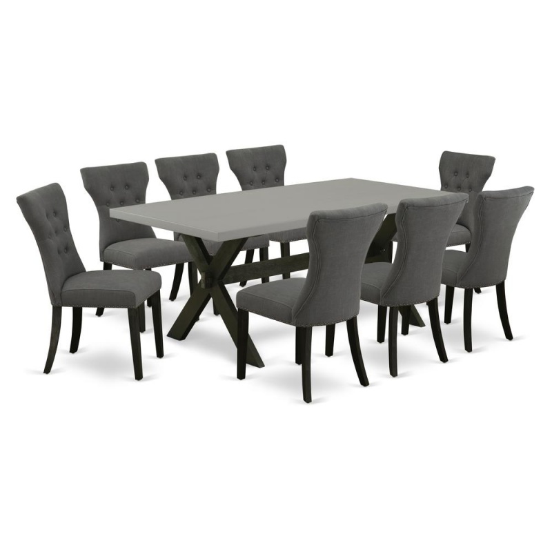 East West Furniture X697ga650-9 - 9-Piece Dining Room Set - 8 Parson Chairs And A Rectangular Small Dining Table Hardwood Frame