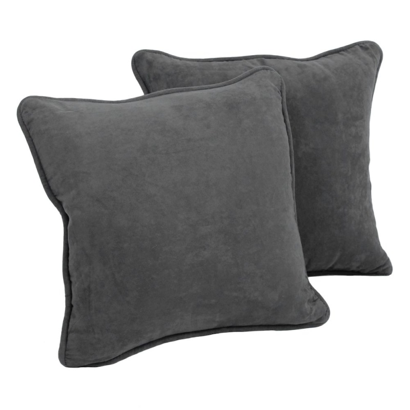 18-Inch Double-Corded Solid Microsuede Square Throw Pillows (Set Of 2)