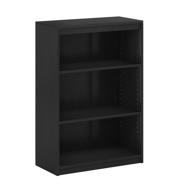 Furinno Gruen 3-Tier Bookcase With Adjustable Shelves, Blackwood