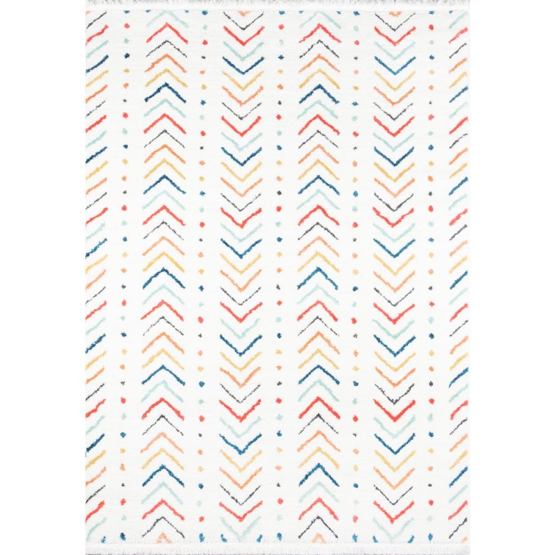 Modern Runner Area Rug, Multi, 2'3" X 7'6" Runner