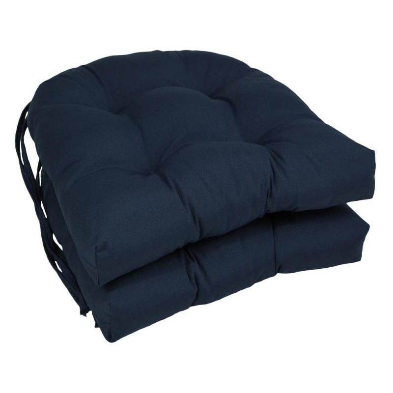 16-Inch Solid Twill U-Shaped Tufted Chair Cushions (Set of 2)