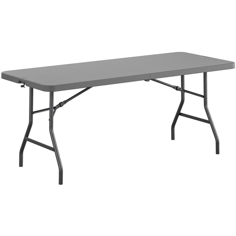 Dorel Zown Commercial Fold-In-Half Blow Mold Table - Rectangle Top - Four Leg Base - 4 Legs - 72" Table Top Width X 30" Table Top Depth - 29.25" Height - Gray - High-Density Polyethylene (Hdpe), Resin