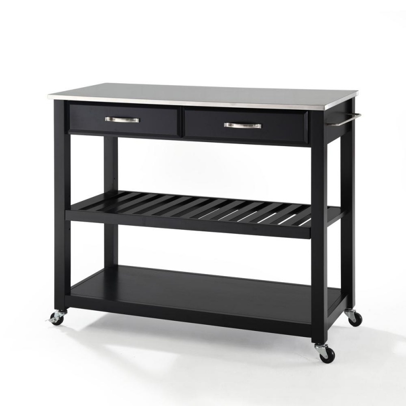 Stainless Steel Top Kitchen Prep Cart Black/Stainless Steel