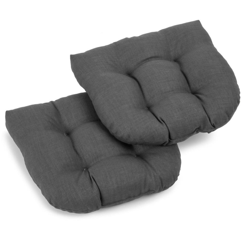 19-Inch U-Shaped Outdoor Spun Polyester Tufted Dining Chair Cushion (Set Of 2)