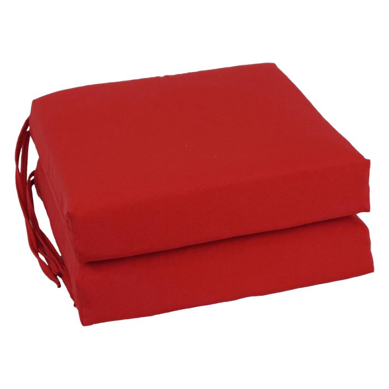 Blazing Needles 16" x 16" Twill Chair Cushion, Ruby Red