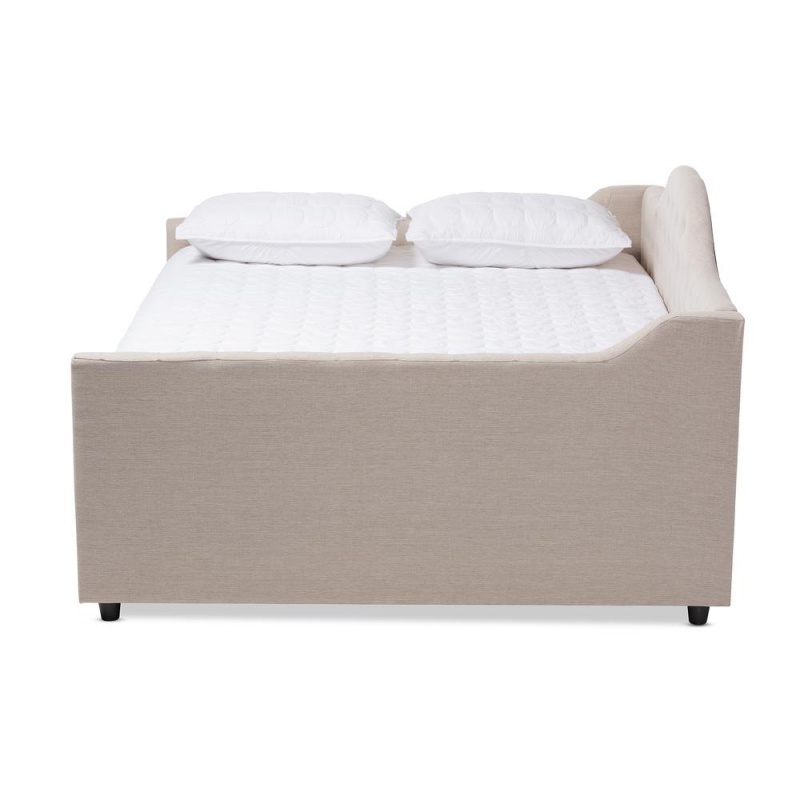 Eliza Modern And Contemporary Light Beige Fabric Upholstered Queen Size Daybed
