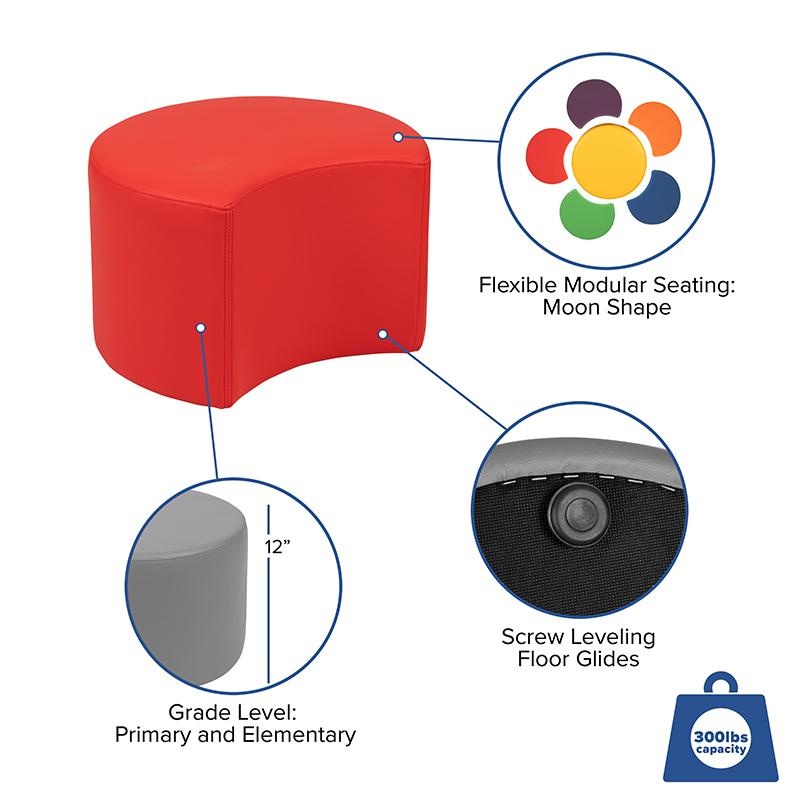 Soft Seating Collaborative Moon For Classrooms And Daycares - 12" Seat Height (Red)