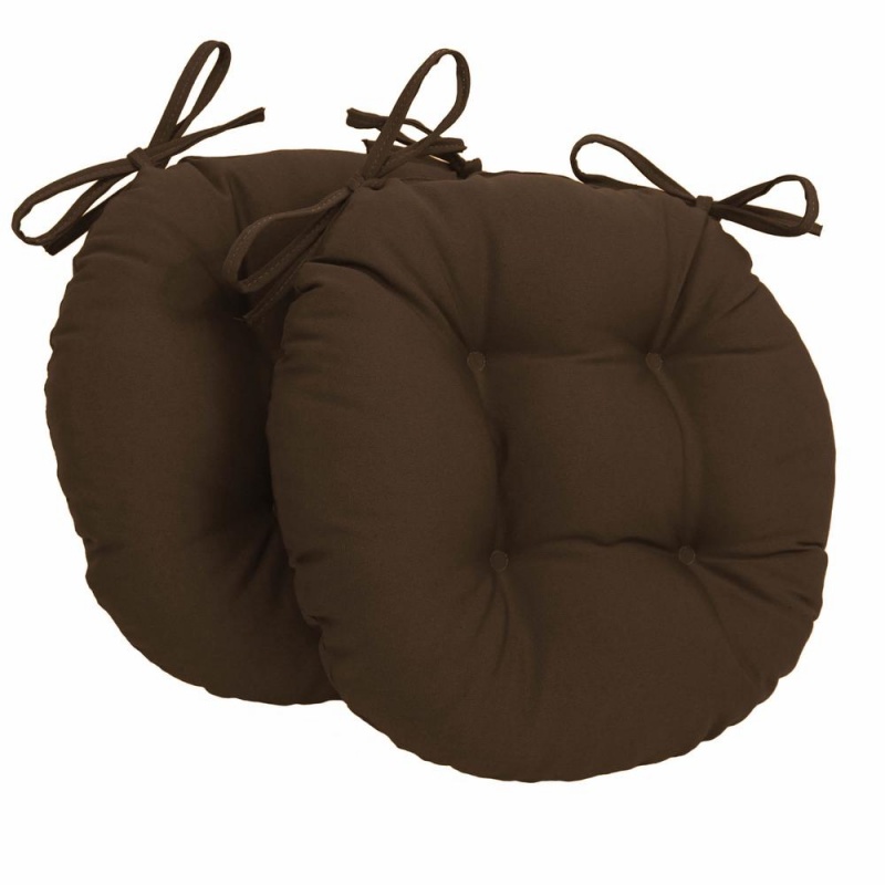 16-Inch Solid Twill Round Tufted Chair Cushions (Set of 2)