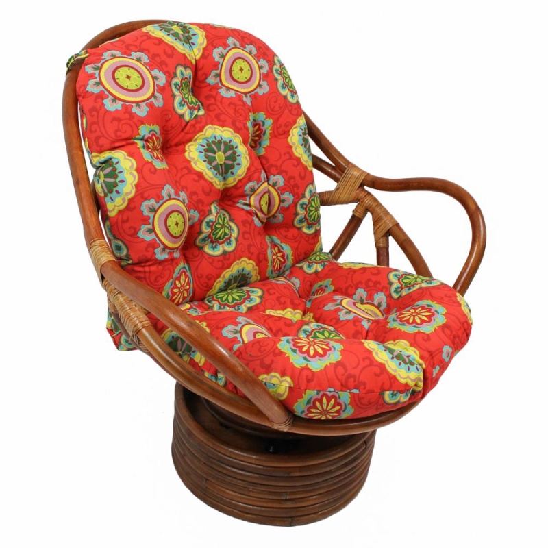 48-Inch By 24-Inch Patterned Outdoor Spun Polyester Swivel Rocker Cushion