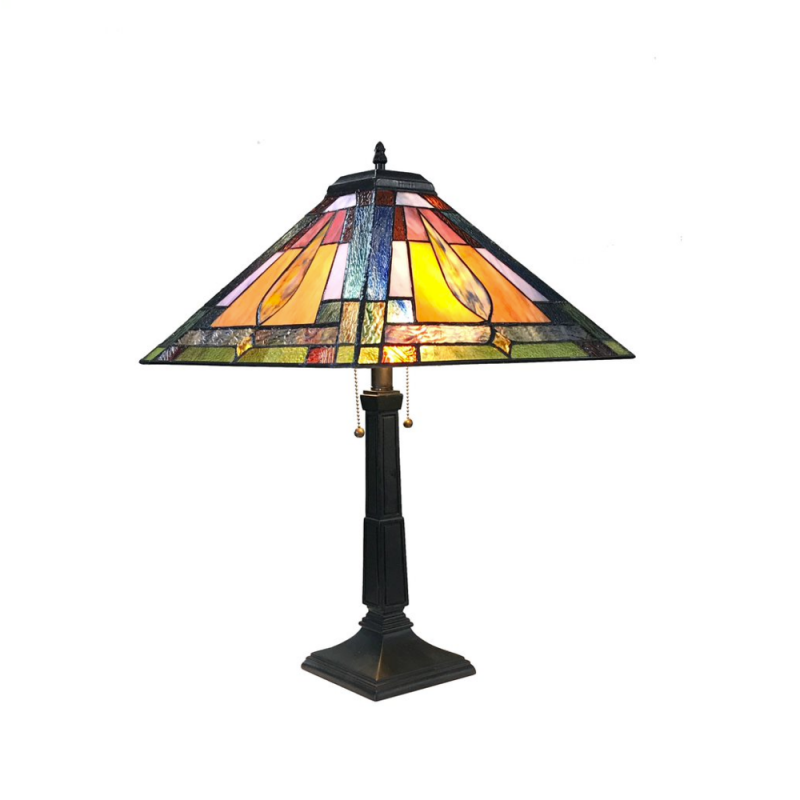 Flemingtiffany-Style 2 Light Mission Table Lamp 16" Shade