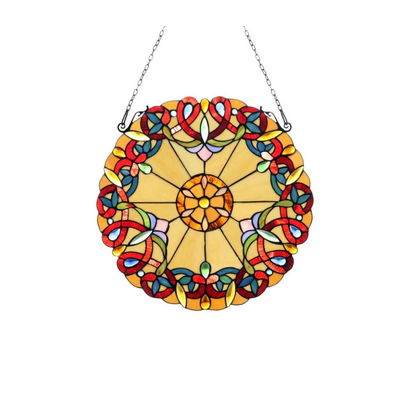 Adalee Tiffany-Style Victorian Stained Glass Window Panel